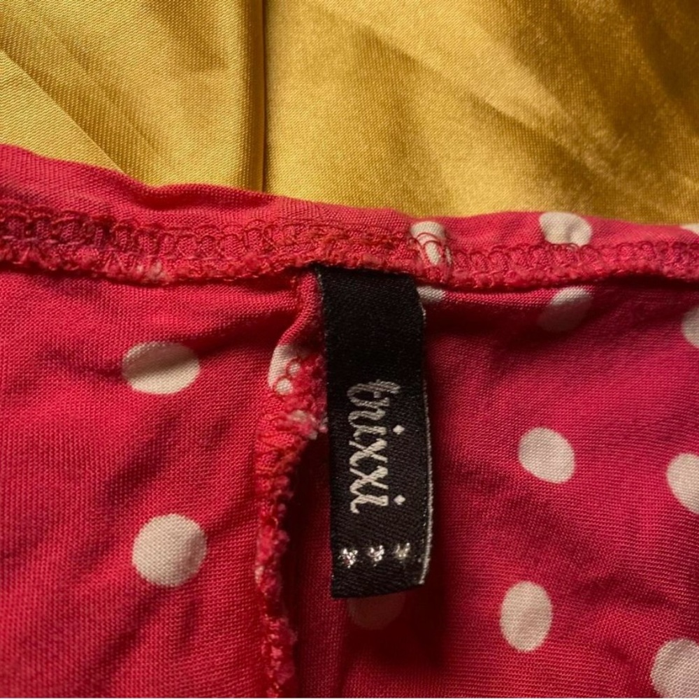 Vintage Trixxi Pink Polka Dot Ruffle Hem Slip Dress | Made in USA - Picture 3 of 7